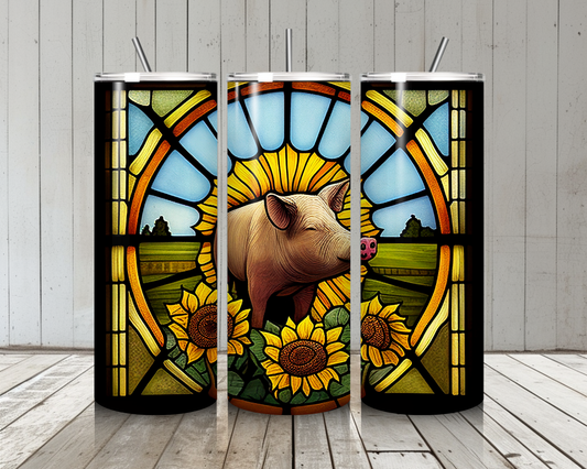 Stained Glass Pig
